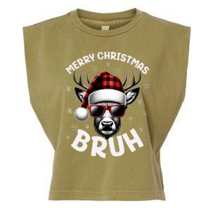 Bruh Christmas Teens Xmas Merry Christmas Reindeer Garment-Dyed Women's Muscle Tee