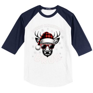 Bruh Christmas Teens Xmas Merry Christmas Reindeer Baseball Sleeve Shirt