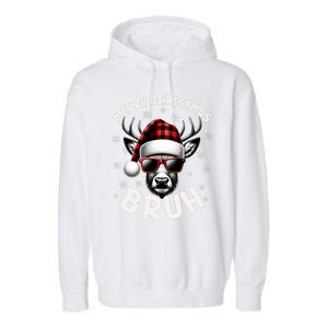 Bruh Christmas Teens Xmas Merry Christmas Reindeer Garment-Dyed Fleece Hoodie