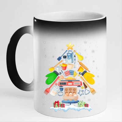 Baking Christmas Tree Pajama Merry Christmas Baker Xmas 11oz Black Color Changing Mug