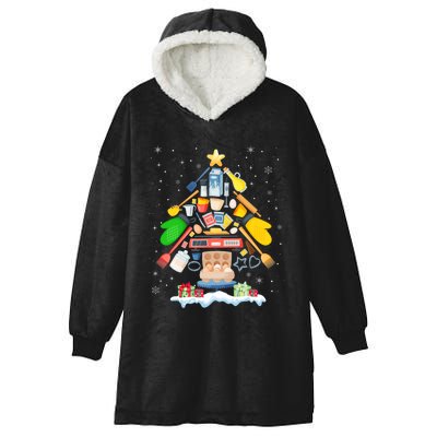 Baking Christmas Tree Pajama Merry Christmas Baker Xmas Hooded Wearable Blanket