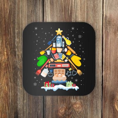 Baking Christmas Tree Pajama Merry Christmas Baker Xmas Coaster