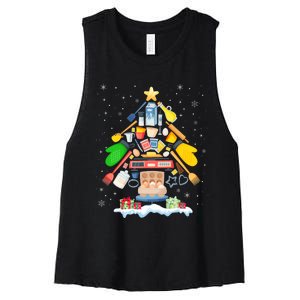 Baking Christmas Tree Pajama Merry Christmas Baker Xmas Women's Racerback Cropped Tank