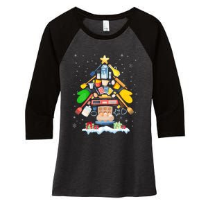 Baking Christmas Tree Pajama Merry Christmas Baker Xmas Women's Tri-Blend 3/4-Sleeve Raglan Shirt