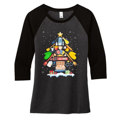 Baking Christmas Tree Pajama Merry Christmas Baker Xmas Women's Tri-Blend 3/4-Sleeve Raglan Shirt