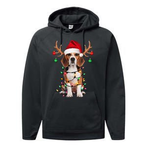 Beagle Christmas Tree Beagle Santa Hat Lover Gift Performance Fleece Hoodie