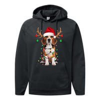 Beagle Christmas Tree Beagle Santa Hat Lover Gift Performance Fleece Hoodie