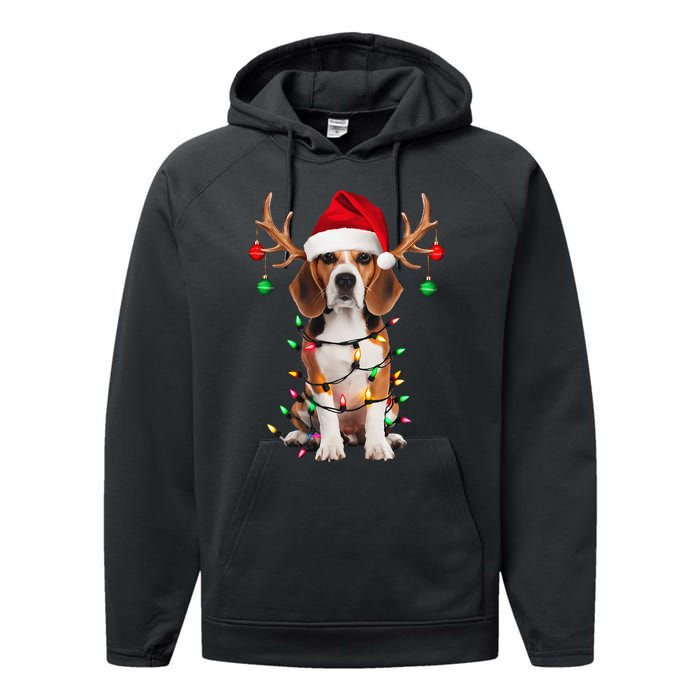 Beagle Christmas Tree Beagle Santa Hat Lover Gift Performance Fleece Hoodie