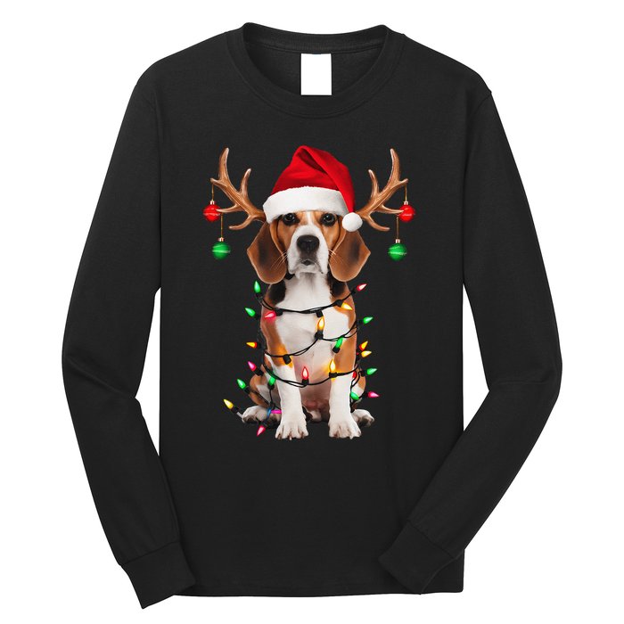 Beagle Christmas Tree Beagle Santa Hat Lover Gift Long Sleeve Shirt