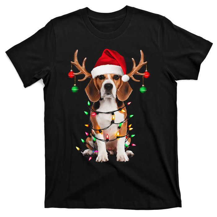 Beagle Christmas Tree Beagle Santa Hat Lover Gift T-Shirt