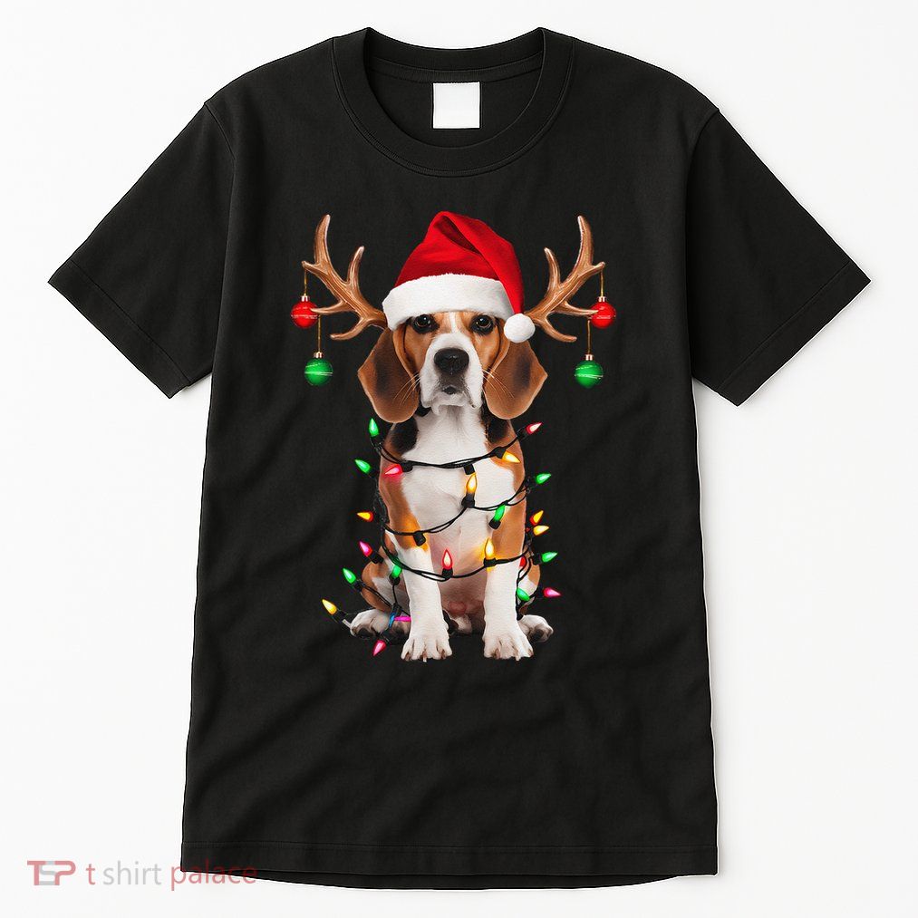 Beagle Christmas Tree Beagle Santa Hat Lover Gift Tall T-Shirt
