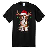 Beagle Christmas Tree Beagle Santa Hat Lover Gift Tall T-Shirt