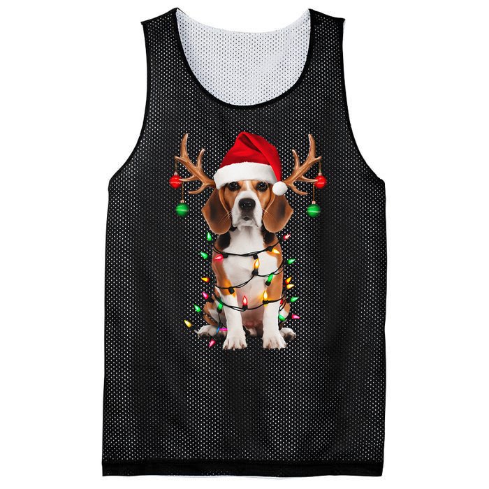 Beagle Christmas Tree Beagle Santa Hat Lover Gift Mesh Reversible Basketball Jersey Tank