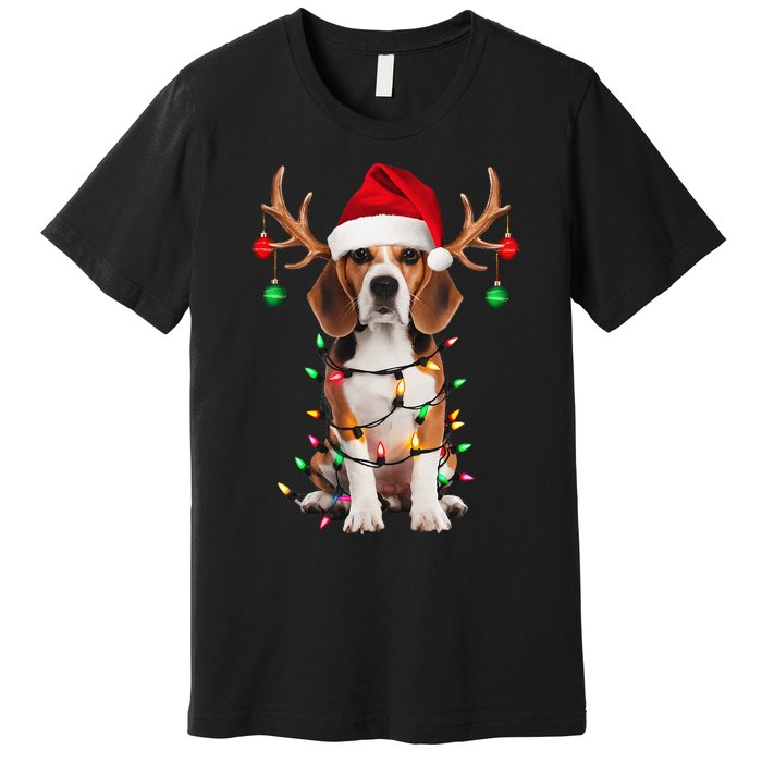 Beagle Christmas Tree Beagle Santa Hat Lover Gift Premium T-Shirt