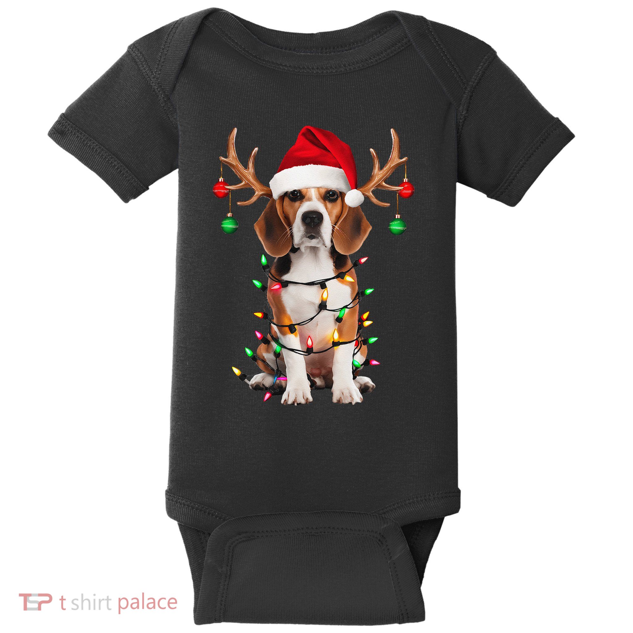 Beagle Christmas Tree Beagle Santa Hat Lover Gift Baby Bodysuit