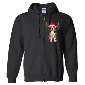 Beagle Christmas Tree Beagle Santa Hat Lover Gift Full Zip Hoodie