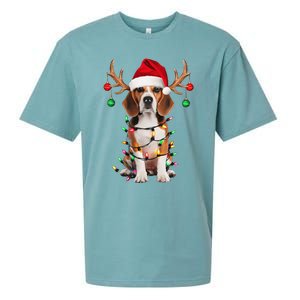 Beagle Christmas Tree Beagle Santa Hat Lover Gift Sueded Cloud Jersey T-Shirt