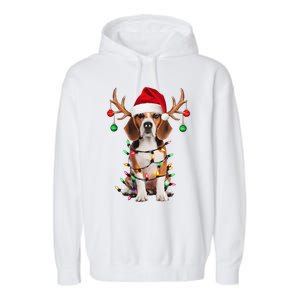 Beagle Christmas Tree Beagle Santa Hat Lover Gift Garment-Dyed Fleece Hoodie