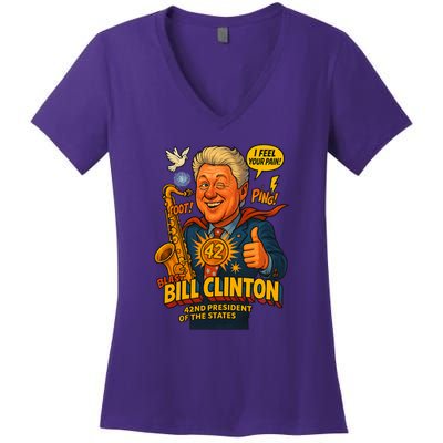 Bill Clinton The Presidential Chronicles Women's V-Neck T-Shirt