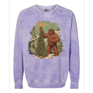 Bigfoot Christmas Tree Lights Tarot Xmas Sasquatch Colorblast Crewneck Sweatshirt