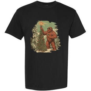 Bigfoot Christmas Tree Lights Tarot Xmas Sasquatch Garment-Dyed Heavyweight T-Shirt