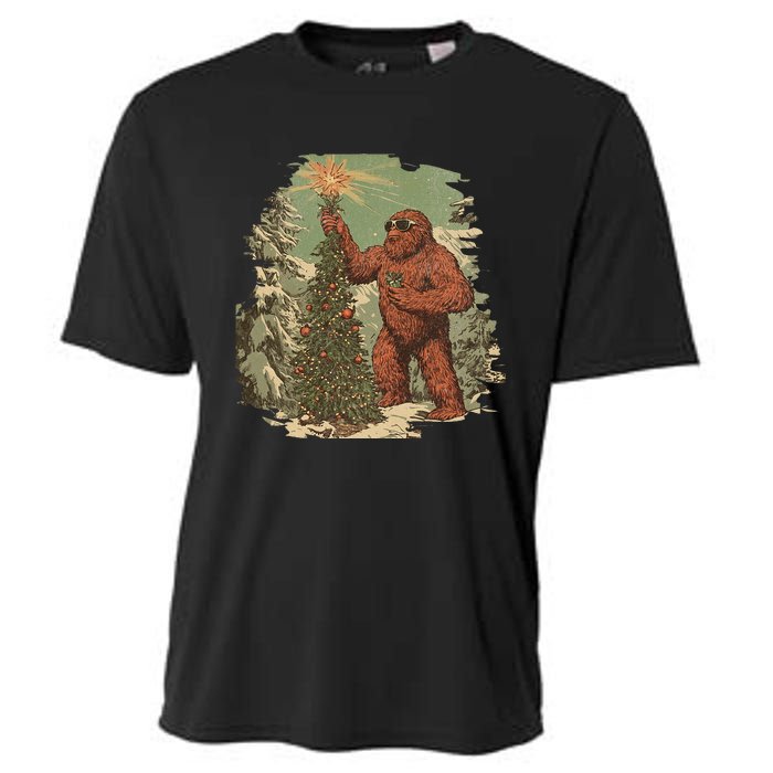 Bigfoot Christmas Tree Lights Tarot Xmas Sasquatch Cooling Performance Crew T-Shirt