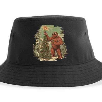 Bigfoot Christmas Tree Lights Tarot Xmas Sasquatch Sustainable Bucket Hat