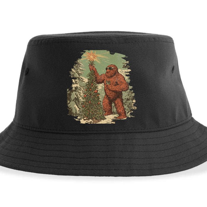 Bigfoot Christmas Tree Lights Tarot Xmas Sasquatch Sustainable Bucket Hat