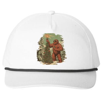 Bigfoot Christmas Tree Lights Tarot Xmas Sasquatch Snapback Five-Panel Rope Hat