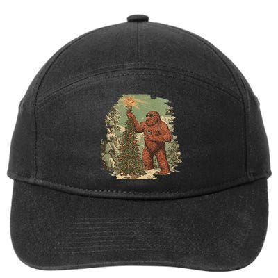 Bigfoot Christmas Tree Lights Tarot Xmas Sasquatch 7-Panel Snapback Hat