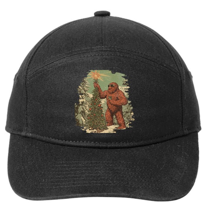 Bigfoot Christmas Tree Lights Tarot Xmas Sasquatch 7-Panel Snapback Hat