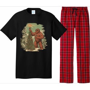 Bigfoot Christmas Tree Lights Tarot Xmas Sasquatch Pajama Set