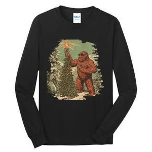 Bigfoot Christmas Tree Lights Tarot Xmas Sasquatch Tall Long Sleeve T-Shirt