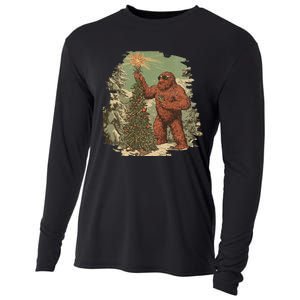 Bigfoot Christmas Tree Lights Tarot Xmas Sasquatch Cooling Performance Long Sleeve Crew