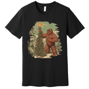 Bigfoot Christmas Tree Lights Tarot Xmas Sasquatch Premium T-Shirt