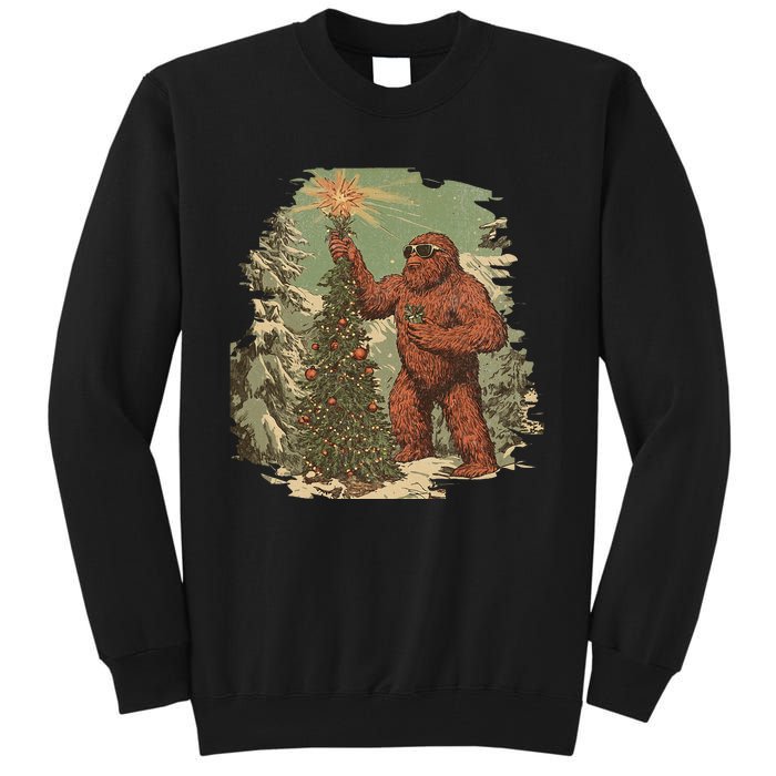 Bigfoot Christmas Tree Lights Tarot Xmas Sasquatch Tall Sweatshirt