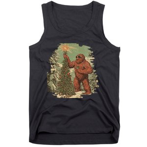 Bigfoot Christmas Tree Lights Tarot Xmas Sasquatch Tank Top