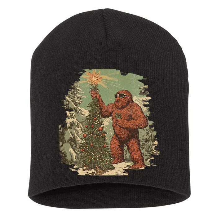 Bigfoot Christmas Tree Lights Tarot Xmas Sasquatch Short Acrylic Beanie