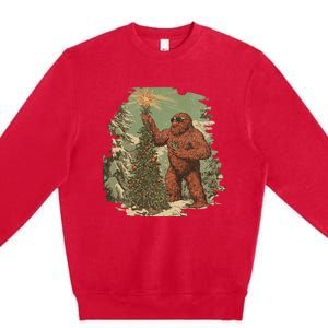 Bigfoot Christmas Tree Lights Tarot Xmas Sasquatch Premium Crewneck Sweatshirt