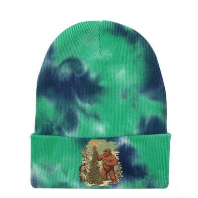 Bigfoot Christmas Tree Lights Tarot Xmas Sasquatch Tie Dye 12in Knit Beanie