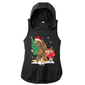 Bigfoot Christmas Tree Lights Xmas Sasquatch Lovers Ladies PosiCharge Tri-Blend Wicking Draft Hoodie Tank