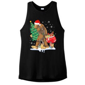 Bigfoot Christmas Tree Lights Xmas Sasquatch Lovers Ladies PosiCharge Tri-Blend Wicking Tank