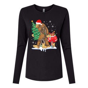 Bigfoot Christmas Tree Lights Xmas Sasquatch Lovers Womens Cotton Relaxed Long Sleeve T-Shirt