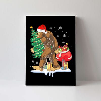 Bigfoot Christmas Tree Lights Xmas Sasquatch Lovers Canvas