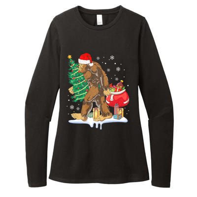 Bigfoot Christmas Tree Lights Xmas Sasquatch Lovers Womens CVC Long Sleeve Shirt