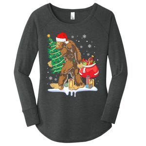 Bigfoot Christmas Tree Lights Xmas Sasquatch Lovers Women's Perfect Tri Tunic Long Sleeve Shirt