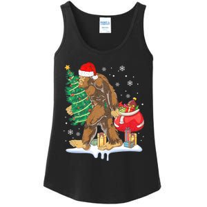 Bigfoot Christmas Tree Lights Xmas Sasquatch Lovers Ladies Essential Tank