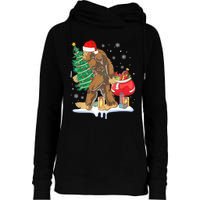 Bigfoot Christmas Tree Lights Xmas Sasquatch Lovers Womens Funnel Neck Pullover Hood