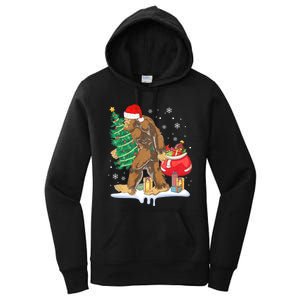 Bigfoot Christmas Tree Lights Xmas Sasquatch Lovers Women's Pullover Hoodie