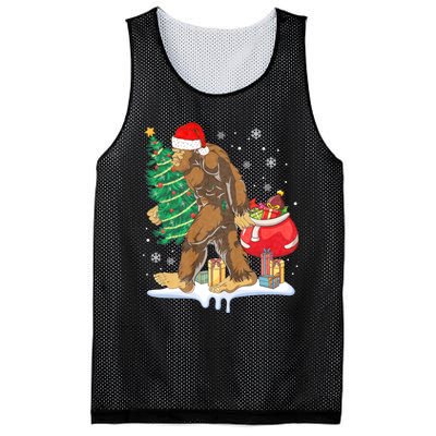 Bigfoot Christmas Tree Lights Xmas Sasquatch Lovers Mesh Reversible Basketball Jersey Tank